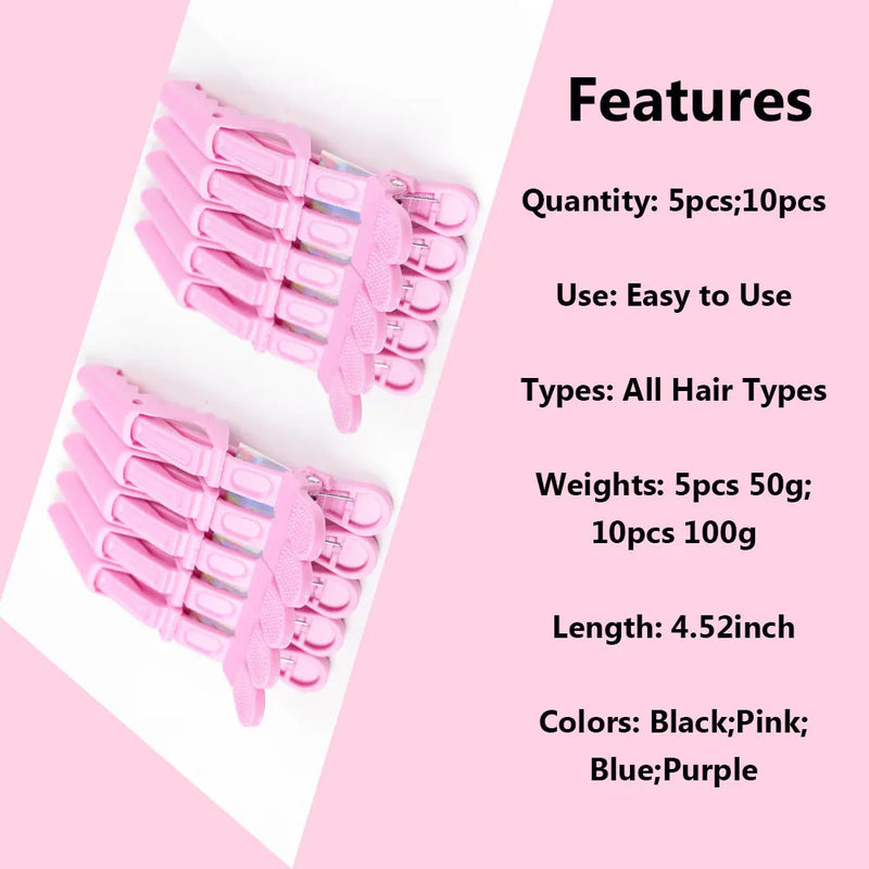 10Pcs Black Pink Blue Purple Professional Alligator Hair Clips,Hair Clips for Styling Sectioning Wide Teeth Double Hinged Design