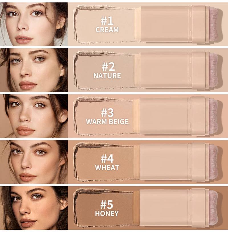Multi-Use Foundation Stick Skin Tint Foundation Stick With Brush Makeup Matte Waterproof Thin and Cover Blemishes Makeup