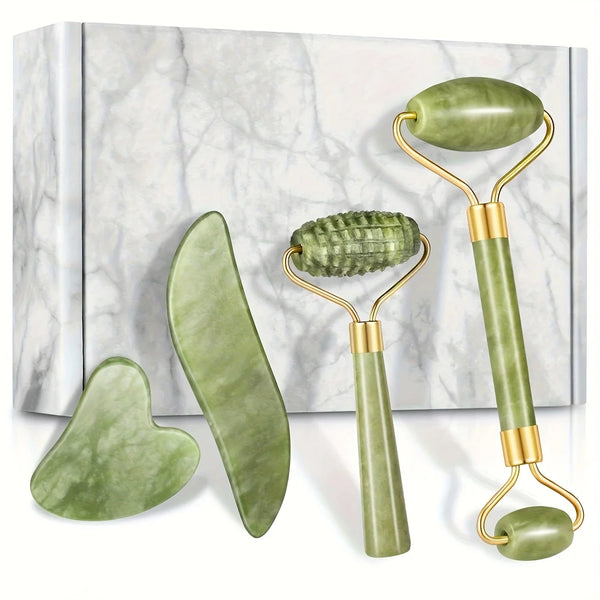 1/4pcs Jade Roller and Scraping Board, Face Roller Massager with Scraping Tool, Jade Massager, Suitable for Face and Neck - Mom