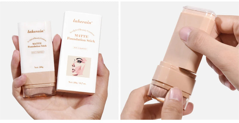 Multi-Use Foundation Stick Skin Tint Foundation Stick With Brush Makeup Matte Waterproof Thin and Cover Blemishes Makeup