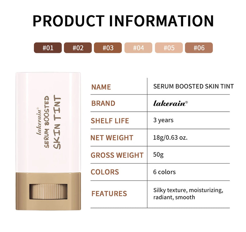 Eraser Foundation Stick Stick Serum Boosted Skin Tint Foundation Stick Smooth Plumper Hight Coverage Travel Flawless Foundation