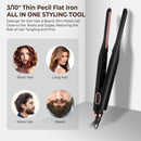 Small Flat Iron for Short Hair, Temperature Adjustable Pencil Flat Iron Fast Heat Up, 3/10 Inch Beard Straightening Iron