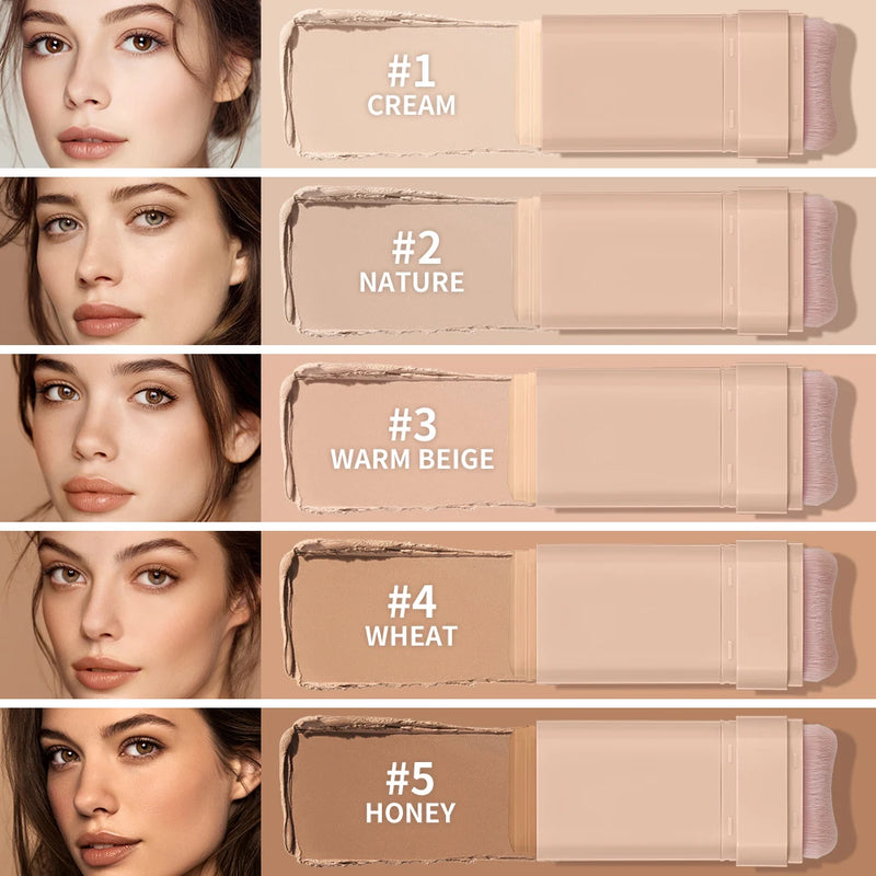 Multi-Use Foundation Stick Skin Tint Foundation Stick With Brush Makeup Matte Waterproof Thin and Cover Blemishes Makeup