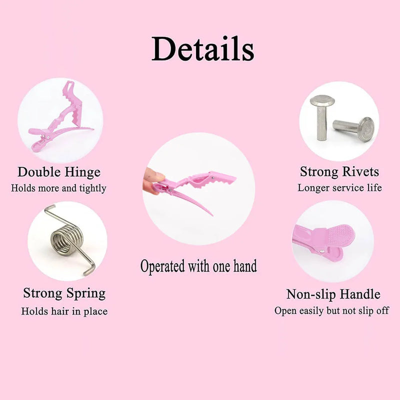 10Pcs Black Pink Blue Purple Professional Alligator Hair Clips,Hair Clips for Styling Sectioning Wide Teeth Double Hinged Design