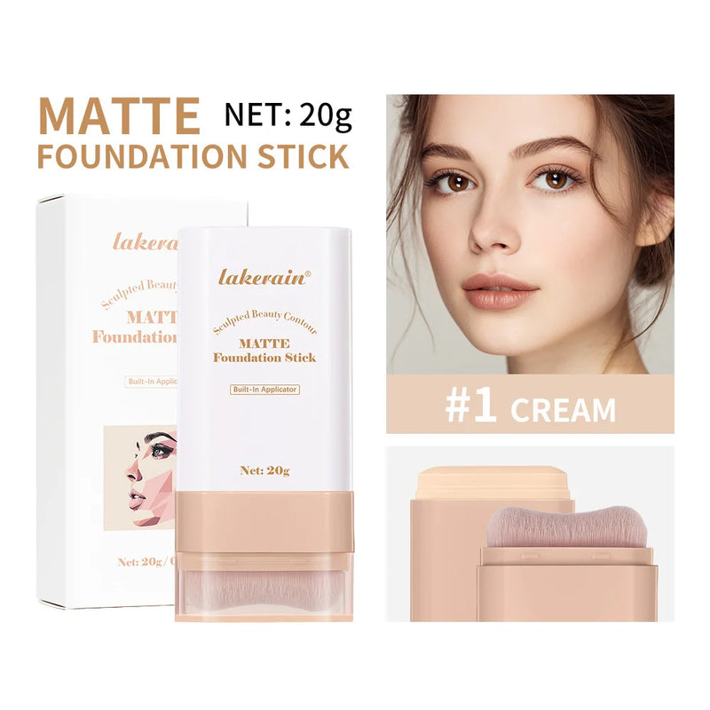 Multi-Use Foundation Stick Skin Tint Foundation Stick With Brush Makeup Matte Waterproof Thin and Cover Blemishes Makeup