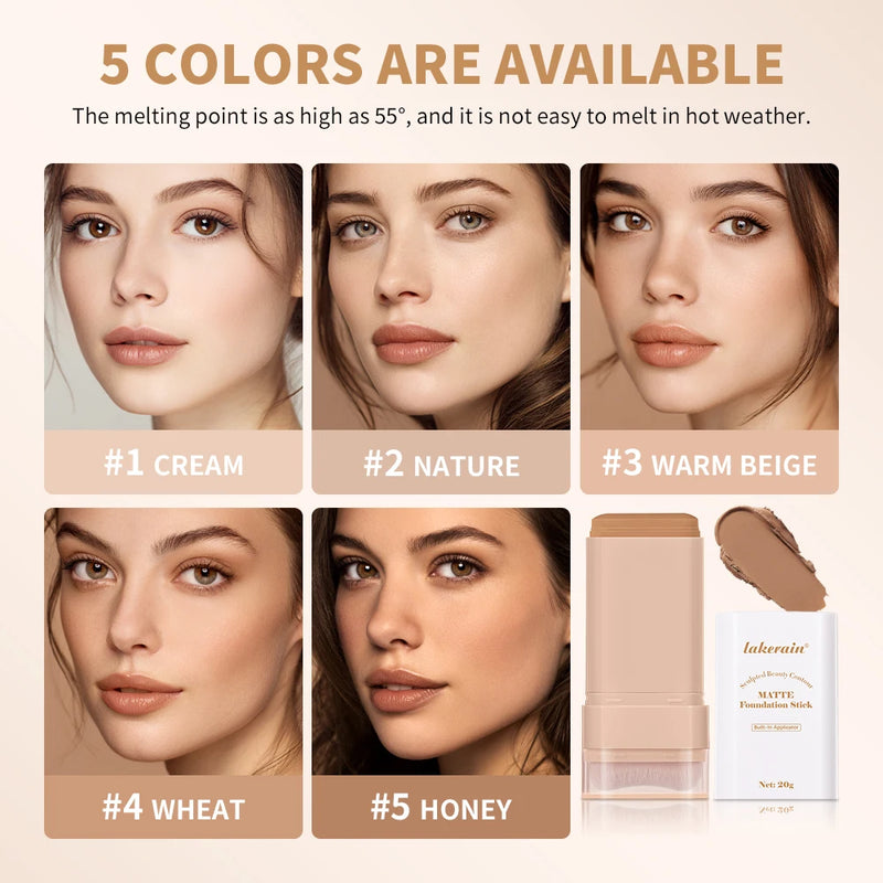 Multi-Use Foundation Stick Skin Tint Foundation Stick With Brush Makeup Matte Waterproof Thin and Cover Blemishes Makeup